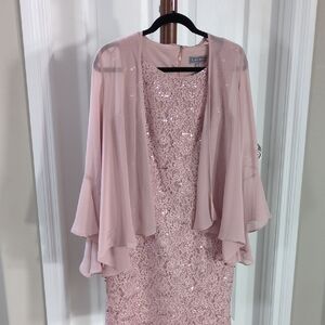 Elegant Pink Lace Wedding Dress with Cape by R&M Richards